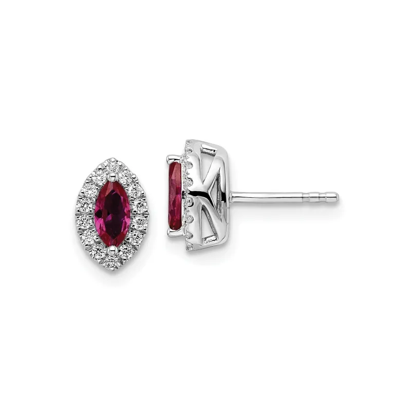 14k White Gold Lab Grown Diamond and Ruby Stud Earrings 0.2 Ct made by Zulily
