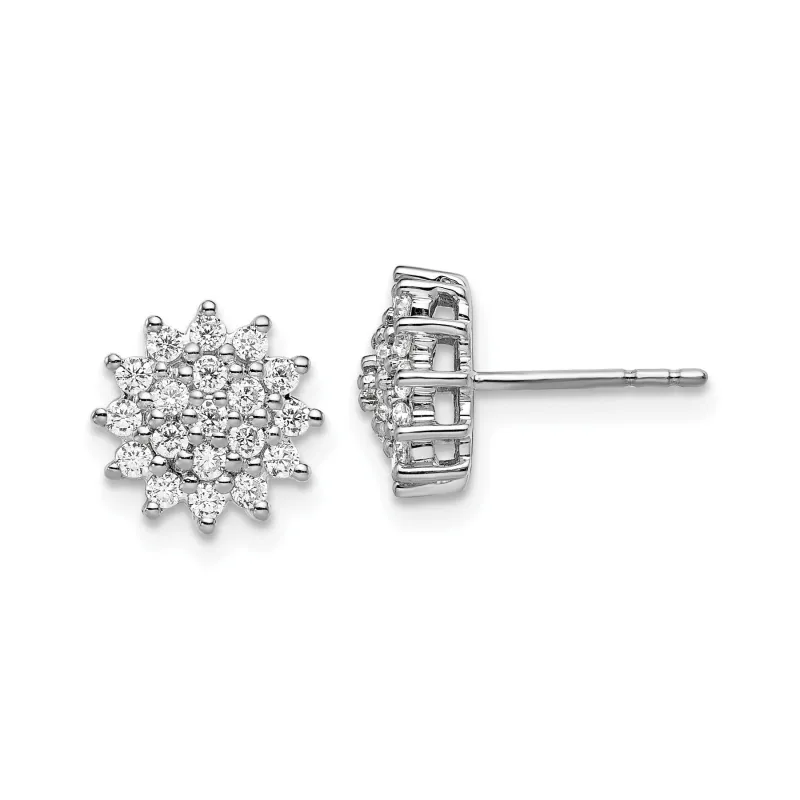14k Gold Lab Grown Diamond Cluster Stud Earrings 0.5 Ct made by Zulily