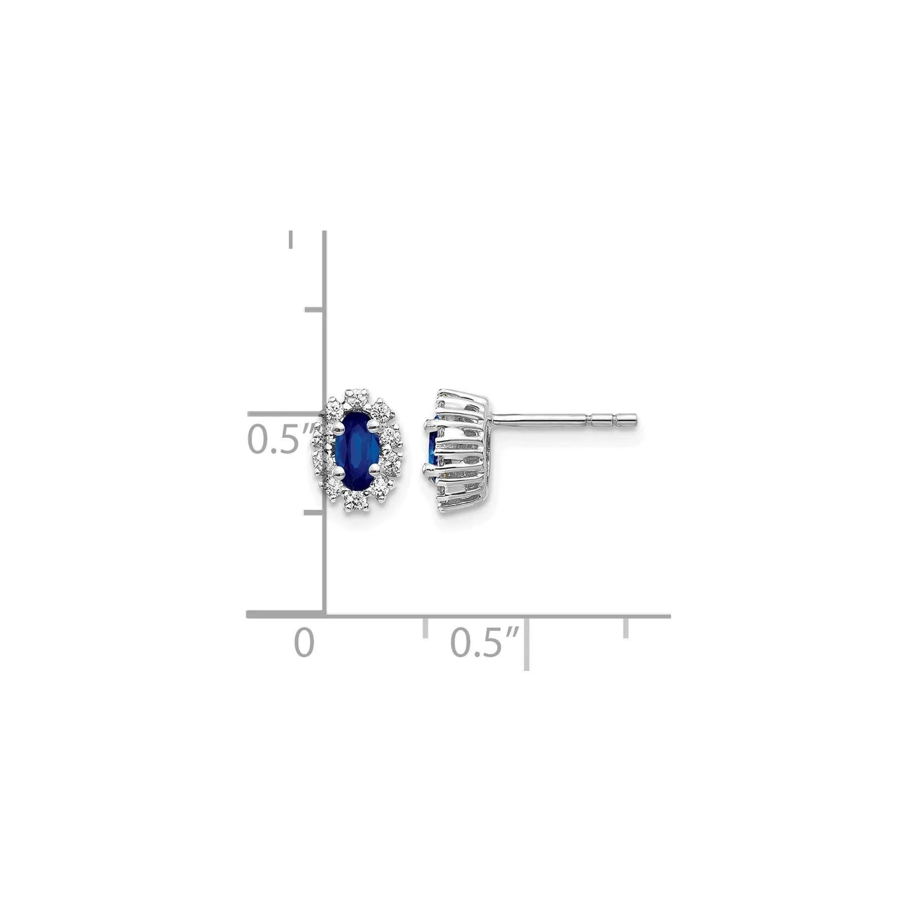 14K White Gold Lab Grown Diamond Oval Sapphire Halo Earrings 0.2 Ct. sold by Zulily product image thumbnail 5