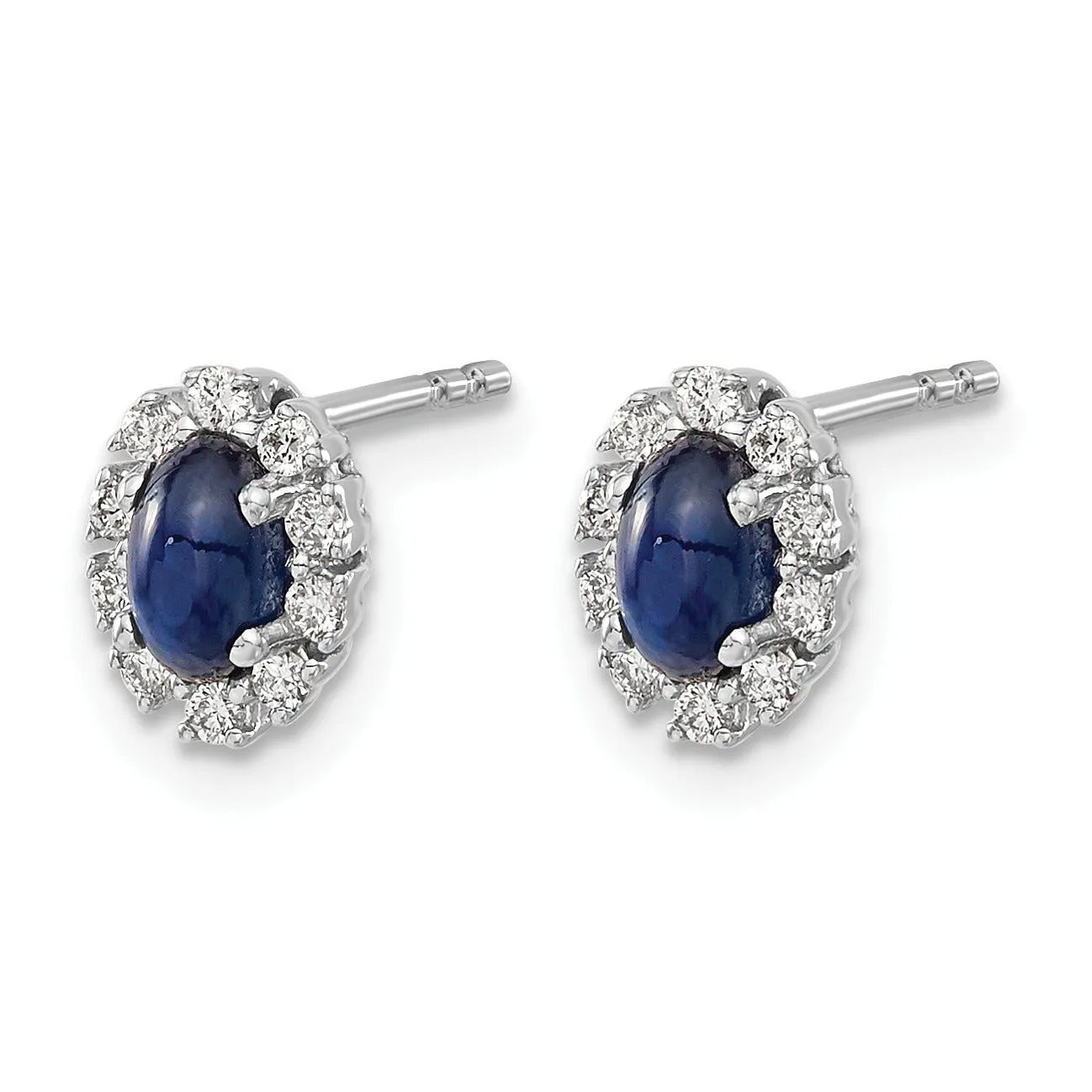 14K White Gold Lab Grown Diamond Oval Sapphire Halo Earrings 0.2 Ct. sold by Zulily product image thumbnail 3