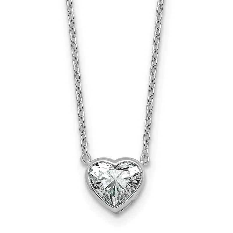 14k White Gold Lab Grown Diamond Solitaire Heart Necklace made by Zulily