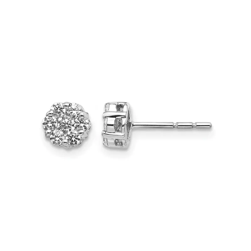 14K White Gold Lab Grown Diamond Cluster Post Stud Earrings made by Zulily