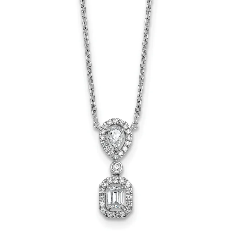 14k White Gold Lab Grown Diamond Halo Dangle Necklace 1/2 ctw made by Zulily