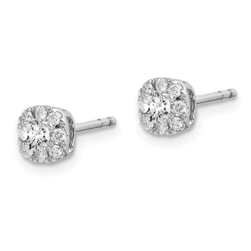 14K White Gold Lab Diamond Cushion Halo Stud Earrings made by Zulily