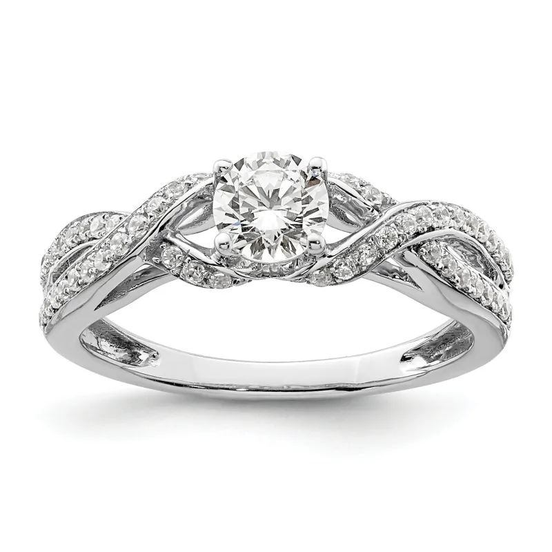 10k White Gold Lab Grown Diamond Twist Bypass Engagment Ring 0.7 Ct made by Zulily
