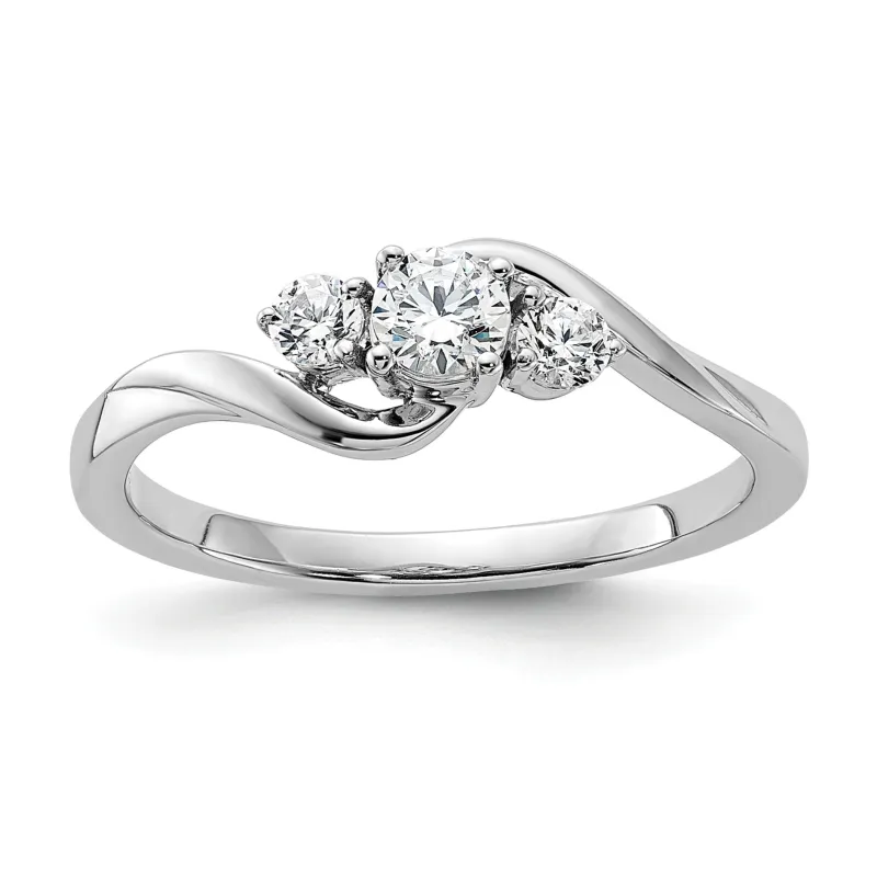 14K White Gold Lab Grown Diamond Petite Round Three Stone Ring 0.33 Ct made by Zulily