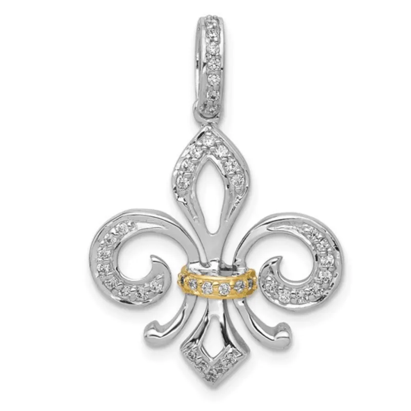 14K Gold Two-Tone Lab Diamond Flower Pendant made by Zulily