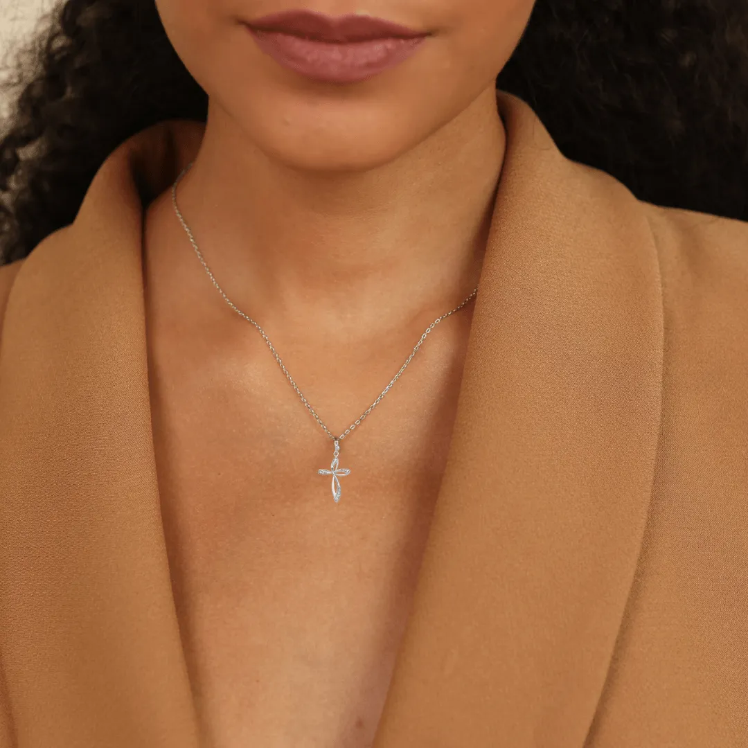 14K White Gold Lab Diamond Cross Pendant sold by Zulily product image thumbnail 4