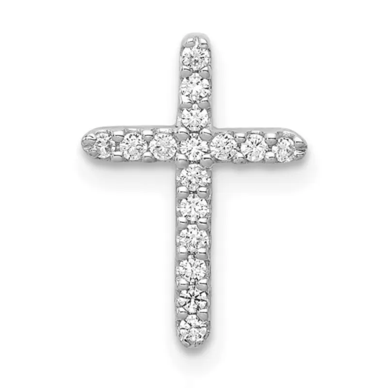 14K White Gold Lab Diamond Cross Pendant made by Zulily