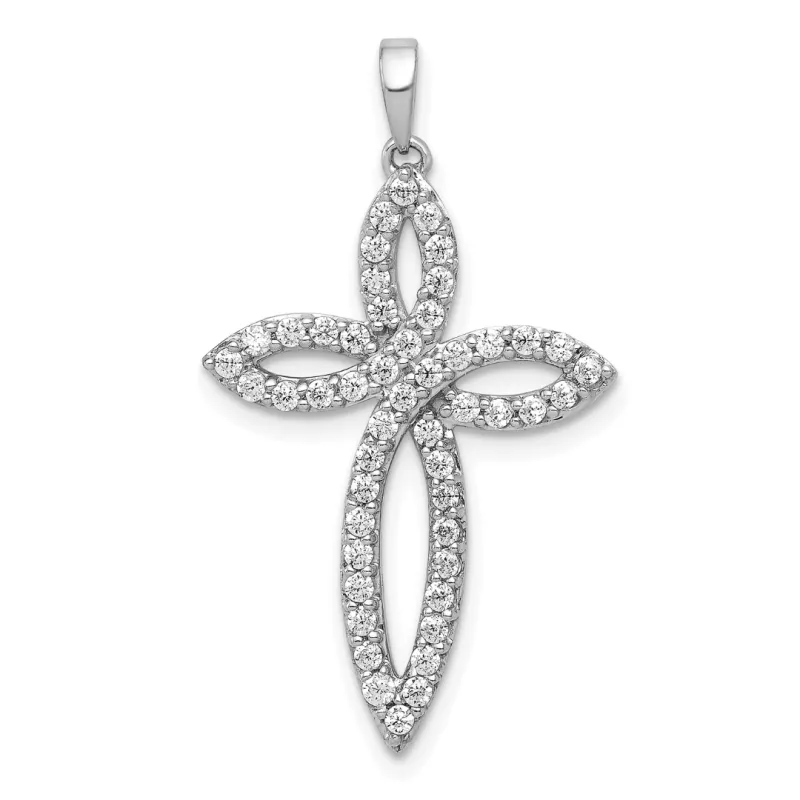 14K White Gold Lab Grown Diamond Cross Pendant made by Zulily
