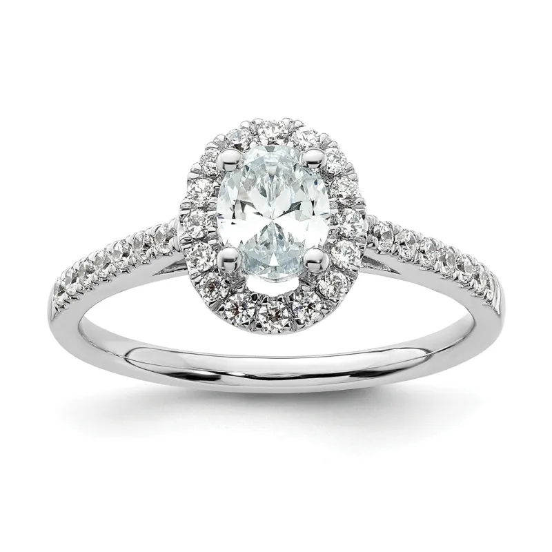 14K White Gold Lab Grown Oval Diamond Halo Engagement Ring 0.75 ct made by Zulily