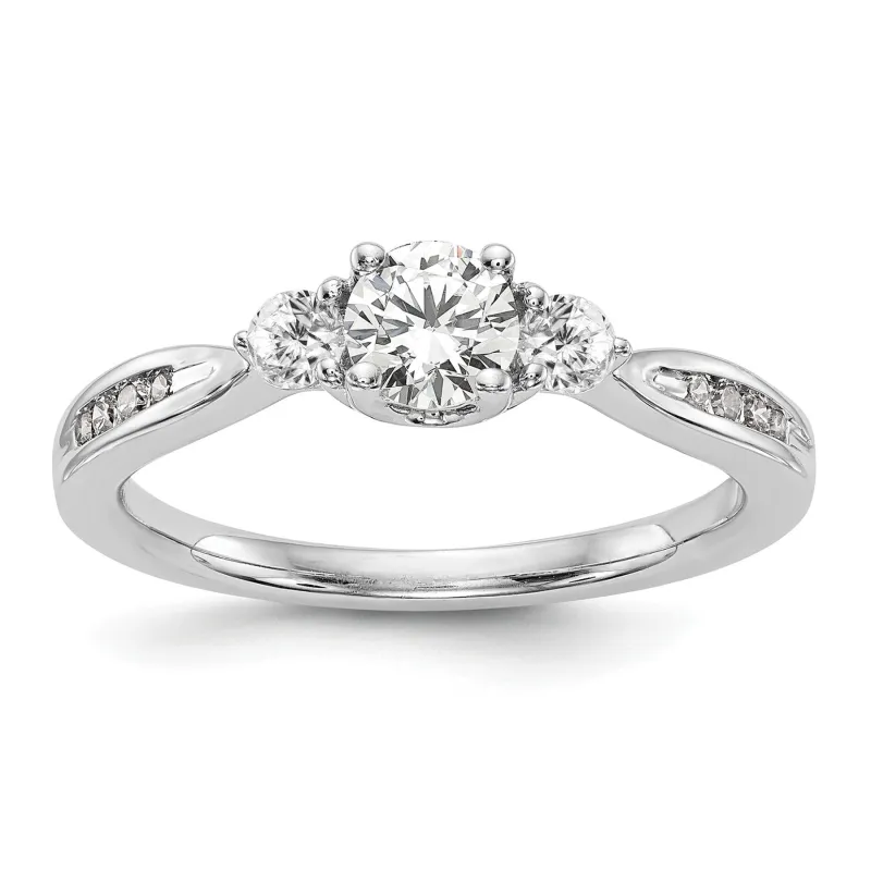 14k White Gold Lab Grown Diamond 3-Stone Engagement Ring 0.62 Ct made by Zulily