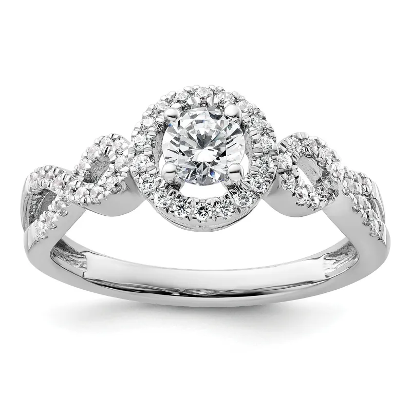 Lab Grown Diamond Halo Criss Cross Ring Gold 0.38 ct made by Zulily