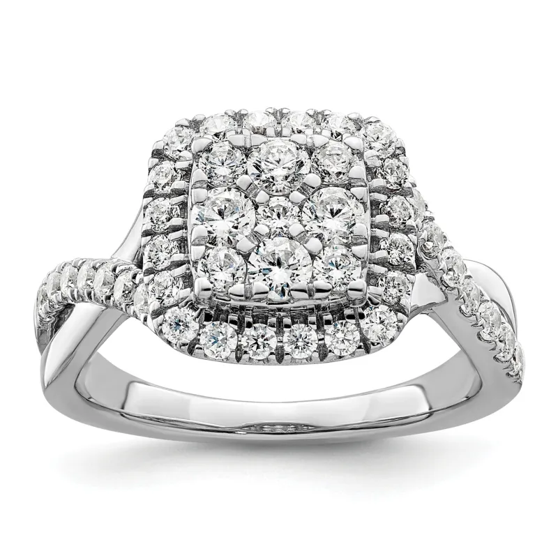 14K White Gold Lab Grown Diamond Double Halo Engagement Ring 0.75 ct made by Zulily