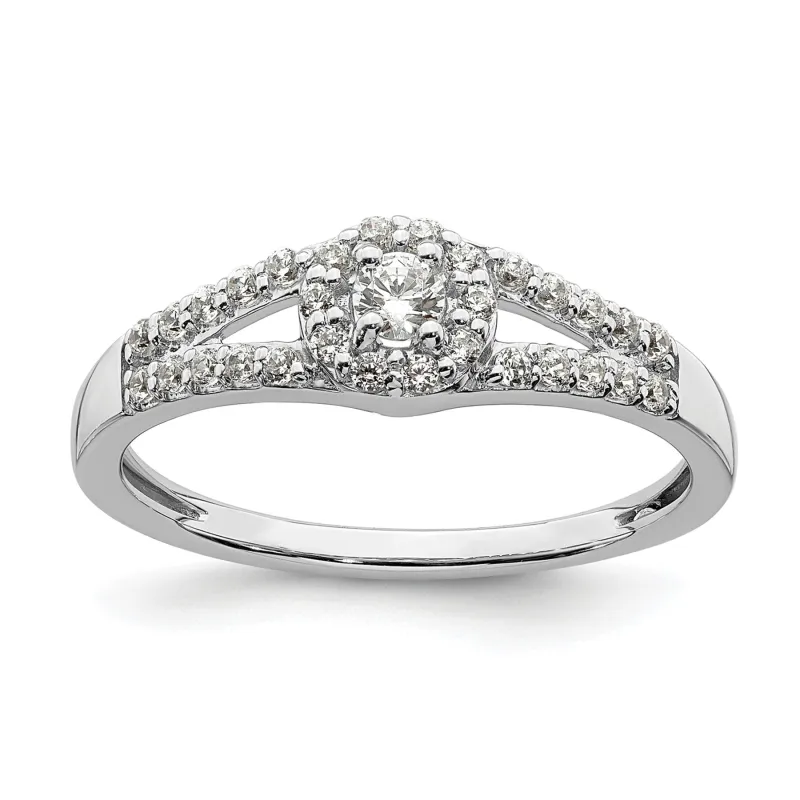 10k White Gold Lab Grown Diamond Round Halo Engagement Ring 0.35 ct made by Zulily