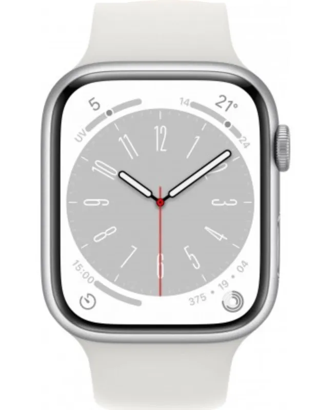 Apple Watch Series 8 45mm Gps + Cellular Stainless Steel Silver + White Sport Band 32gb HG2 made by Apple