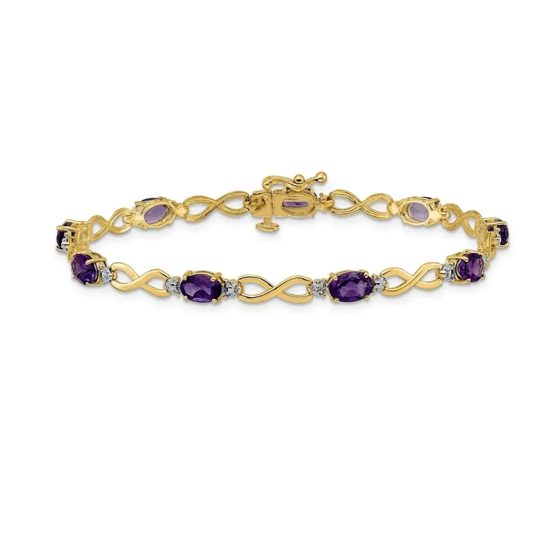 Genuine Amethyst and Diamond 14K Gold Infinity Bracelet sold by Zulily