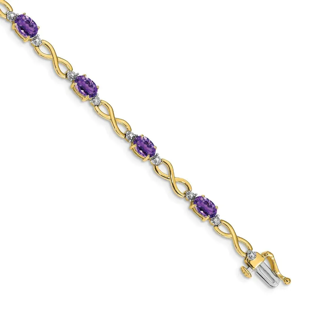 Genuine Amethyst and Diamond 14K Gold Infinity Bracelet sold by Zulily product image thumbnail 2