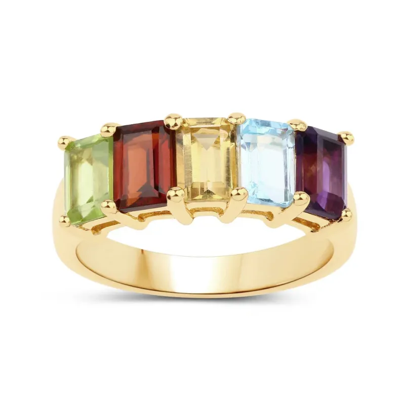 Silver Multi Gemstone Eternity Ring made by Zulily
