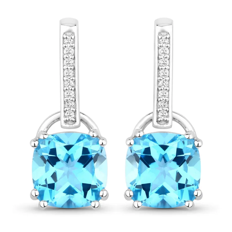 Fine Color Jewels 4.68 Ct. Genuine Swiss Blue Topaz and Lab Diamond Silver Dangle Earrings made by Zulily