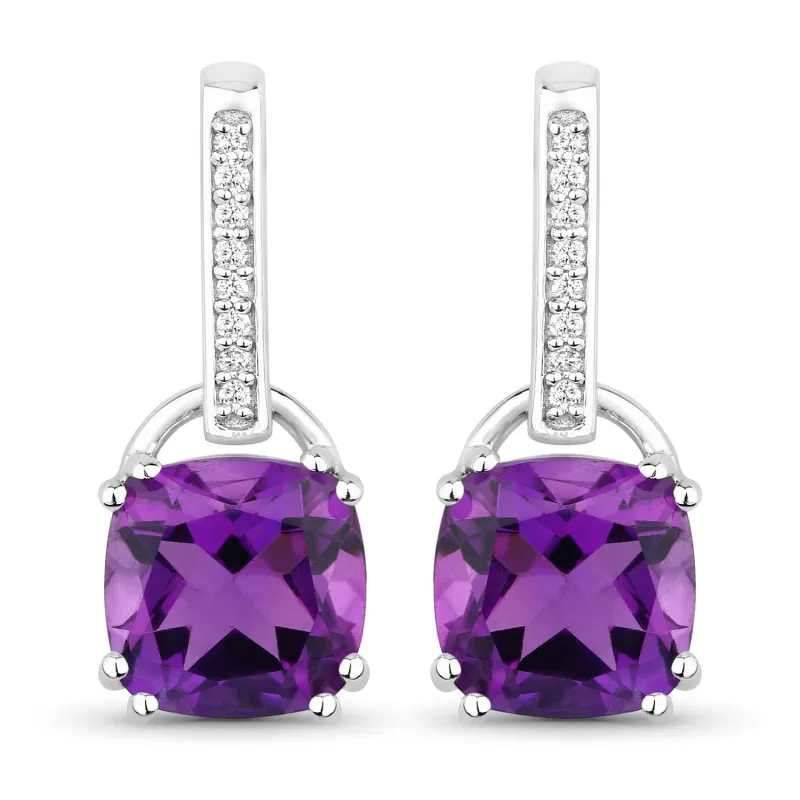 Fine Color Jewels 3.68 Ct. Genuine Amethyst Lab Diamond Silver Dangle Earrings made by Zulily