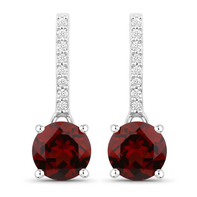 Fine Color Jewels 2.10 Ct. Genuine Mozambique Garnet and Lab Diamond Silver Dangle Earrings made by Zulily