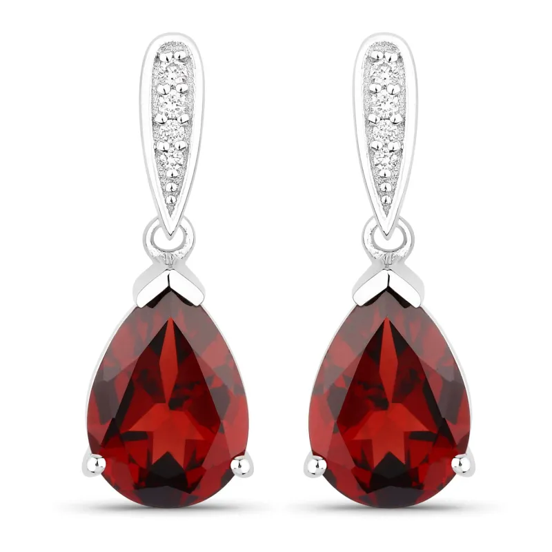 Fine Color Jewels 3.86 Ct. Genuine Mozambique Garnet and Lab Diamond Silver Dangle Earrings made by Zulily