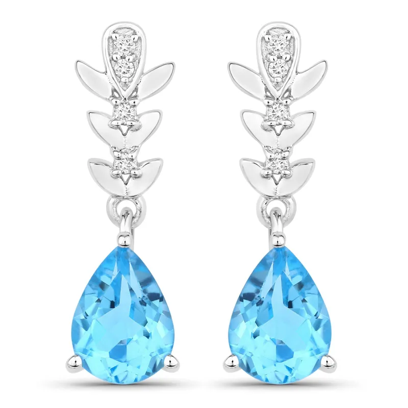 Fine Color Jewels 2.37 Ct. Genuine Swiss Blue Topaz and Lab Diamond Silver Dangle Earrings made by Zulily