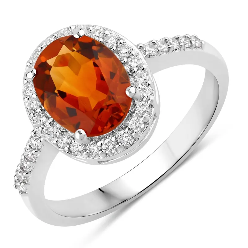 2.02 Ct Genuine Madeira Citrine and Lab Grown Diamond Silver Ring made by Zulily