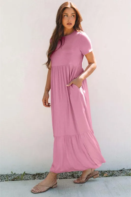 Threaded Pear Nala T-shirt High Waist Pocketed Long Dress made by Threaded Pear