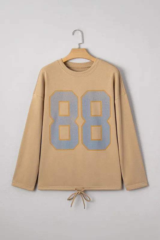 Threaded Pear Macy Drawstring Hemline Oversize Long Sleeve Top made by Threaded Pear