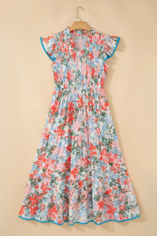 Threaded Pear Nina Flutter Sleeve Long Dress made by Threaded Pear