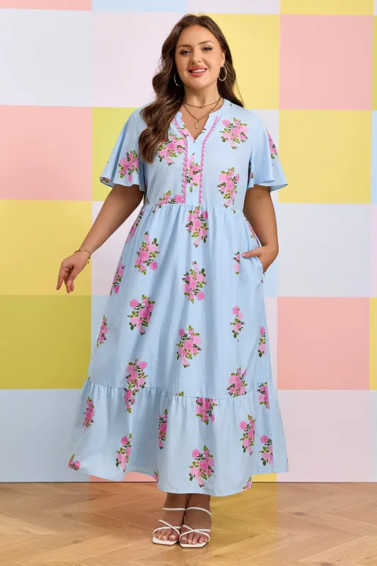 Threaded Pear Lucy Print Scalloped Trim PLUS Dress made by Threaded Pear