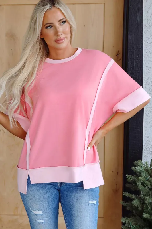 Threaded Pear Katie Raw Seam High Low Side Split Top made by Threaded Pear