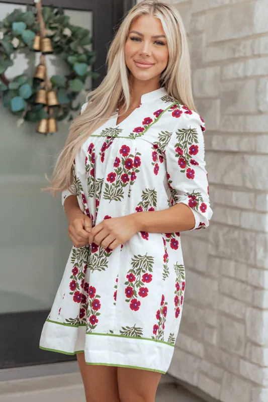 Threaded Pear Halo Sleeve Loose Floral Dress made by Threaded Pear