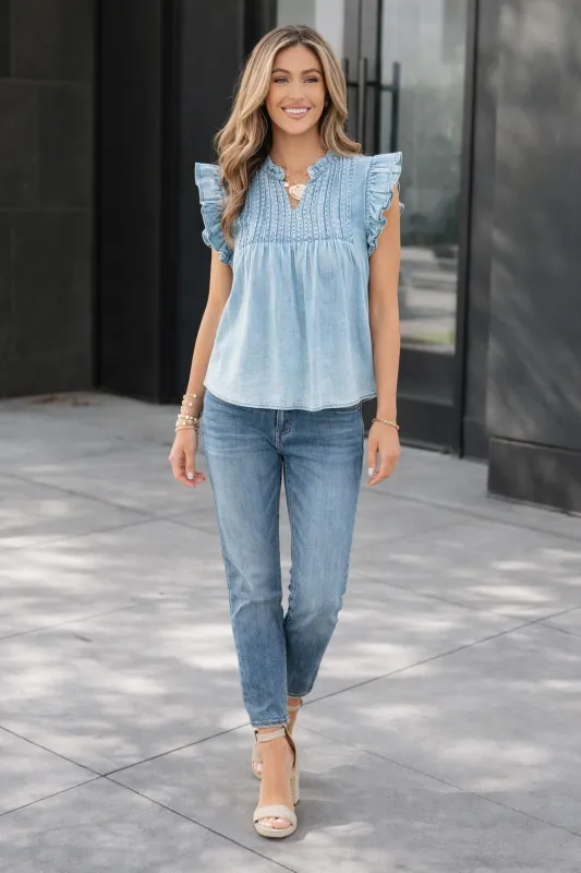 Threaded Pear Jayla Detail Vintage Washed Top made by Threaded Pear