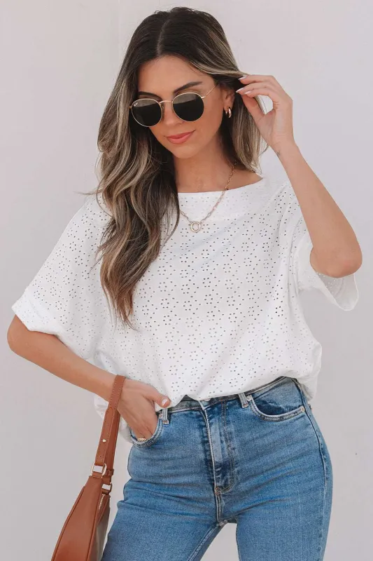 Threaded Pear Faye Eyelet Pattern Casual Top made by Threaded Pear