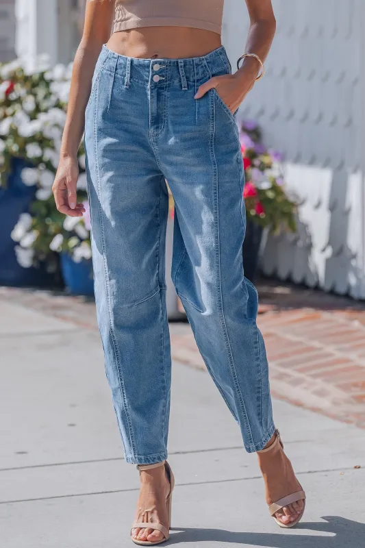 Threaded Pear Hana Wash Cuffed Barrel Jeans made by Threaded Pear