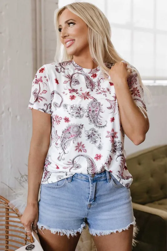 Threaded Pear Elia Vintage Paisley Mock Neck Top made by Threaded Pear