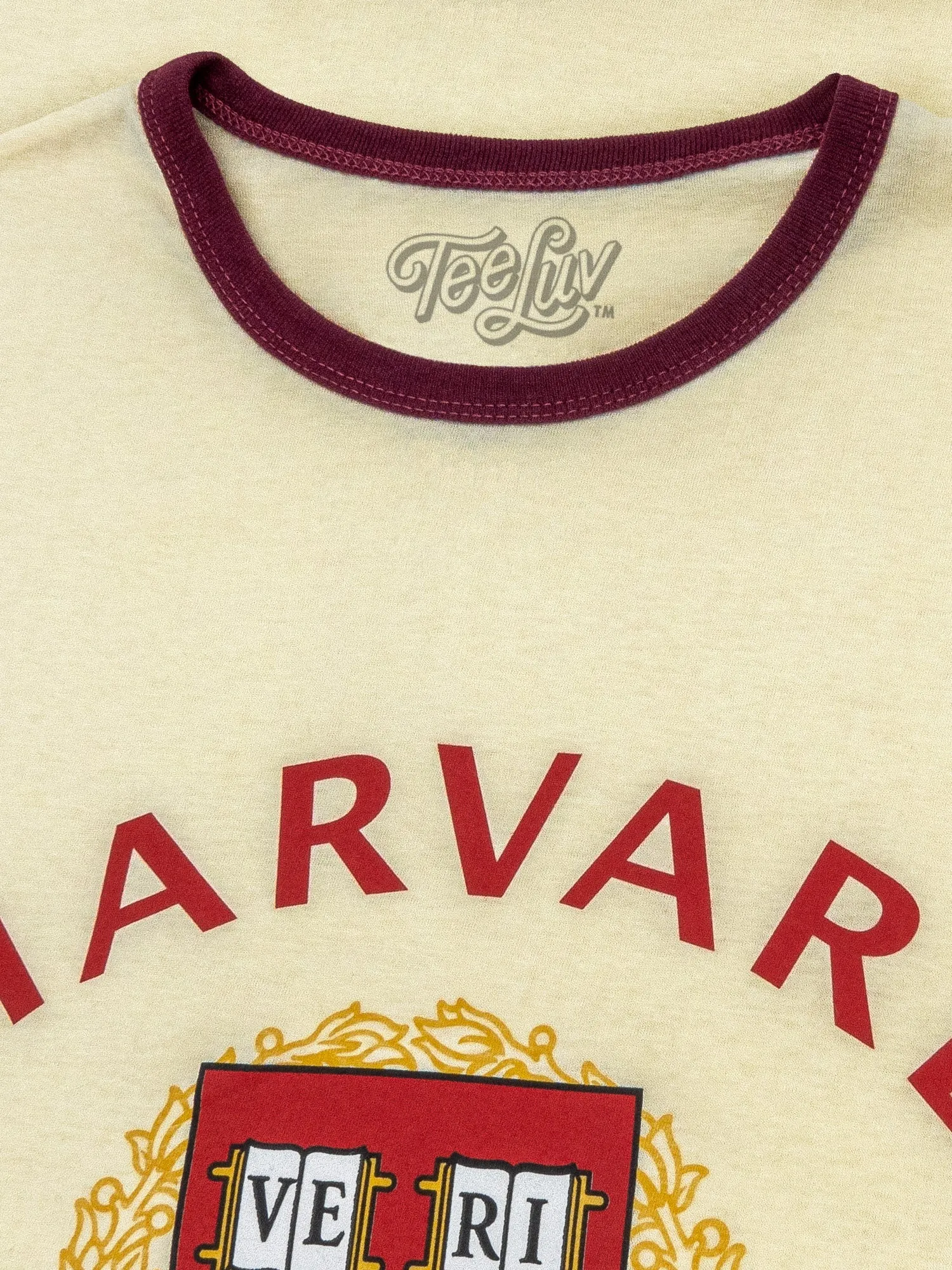 Harvard University Veritas Ringer T-Shirt - Natural Beige and Maroon sold by Zulily product image thumbnail 2