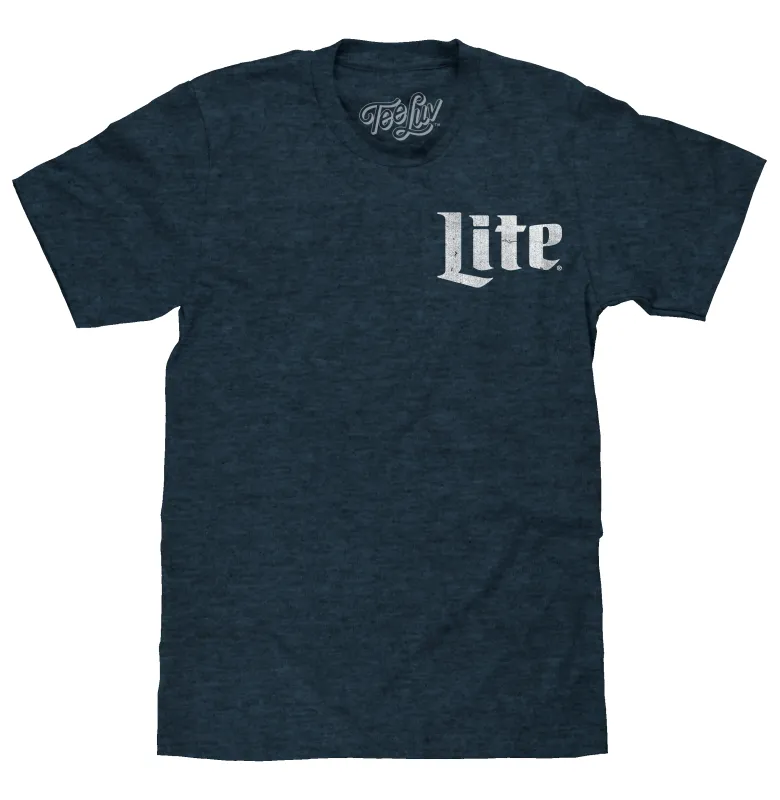 Miller Lite Beer Logo Front and Back Print T-Shirt - Denim Black Heather made by Zulily
