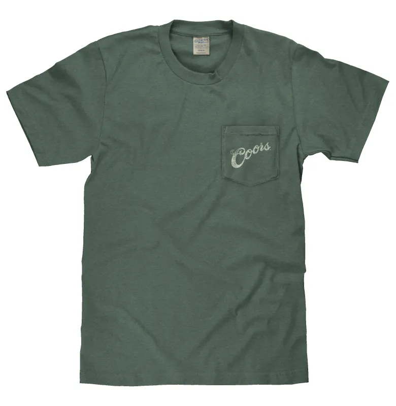 Coors Banquet Beer Rodeo Horse Front Pocket Tee T-Shirt - Cypress Green made by Zulily