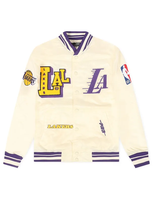 Pro Standard LA Lakers Rib Satin Jacket - Eggshell made by Zulily