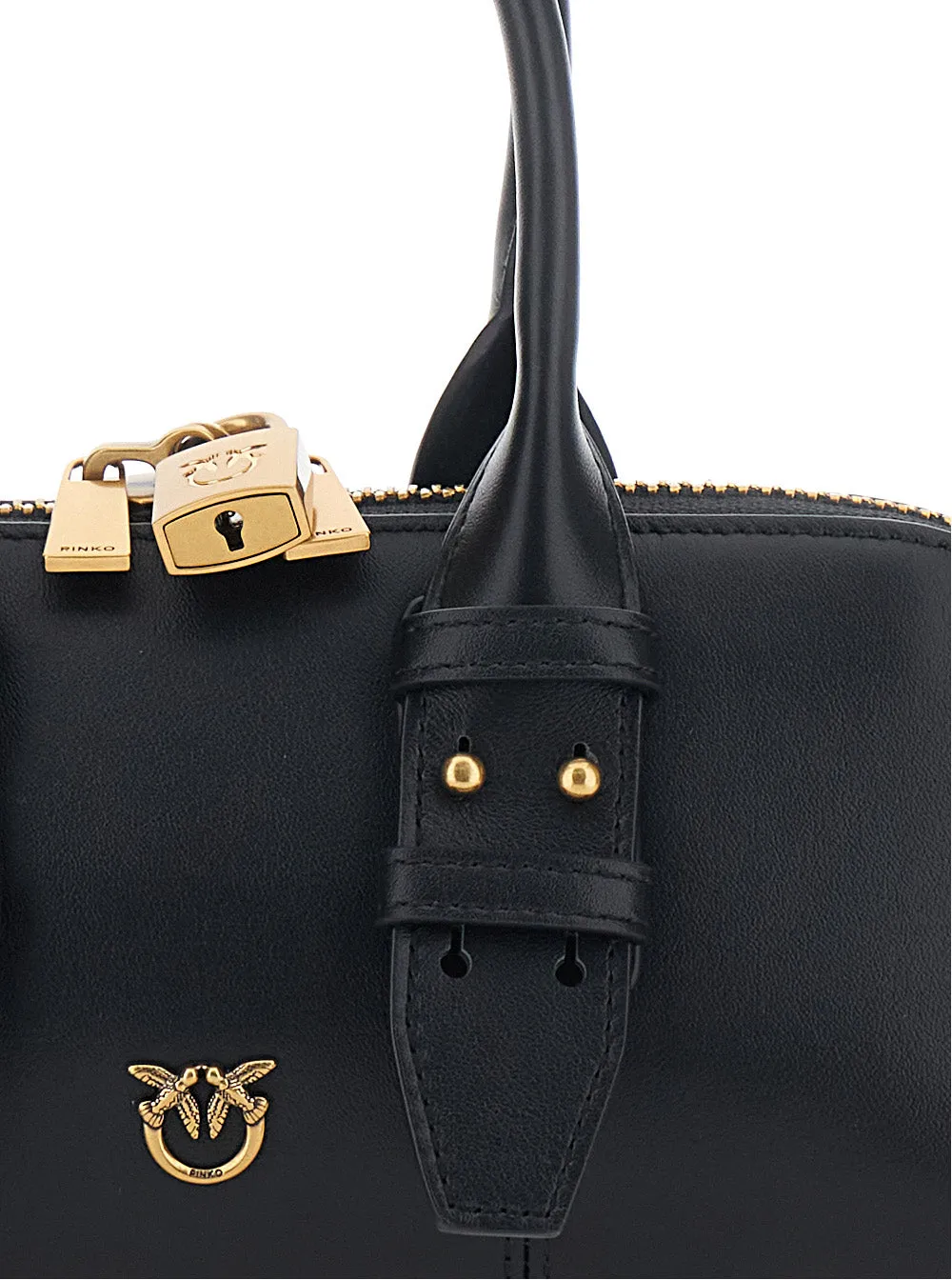 Handbag Bowling Bag Horizontal Black Leather sold by Zulily product image thumbnail 3