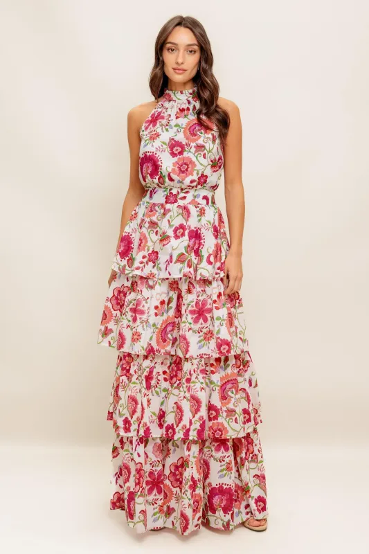 Floral Rhapsody Woven Maxi Dress made by Flying Tomato