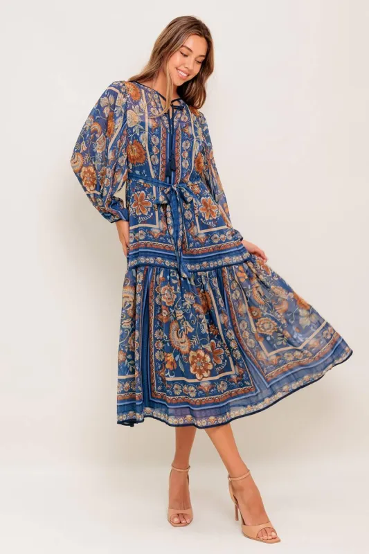 Bohemian Tapestry Woven Midi Dress made by Flying Tomato