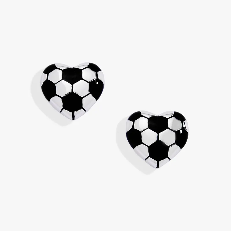 Soccer Heart Stud Earrings made by Alex and Ani