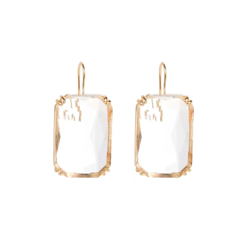 Pink Crystal & Goldtone Rectangle Huggie Earrings made by Zulily