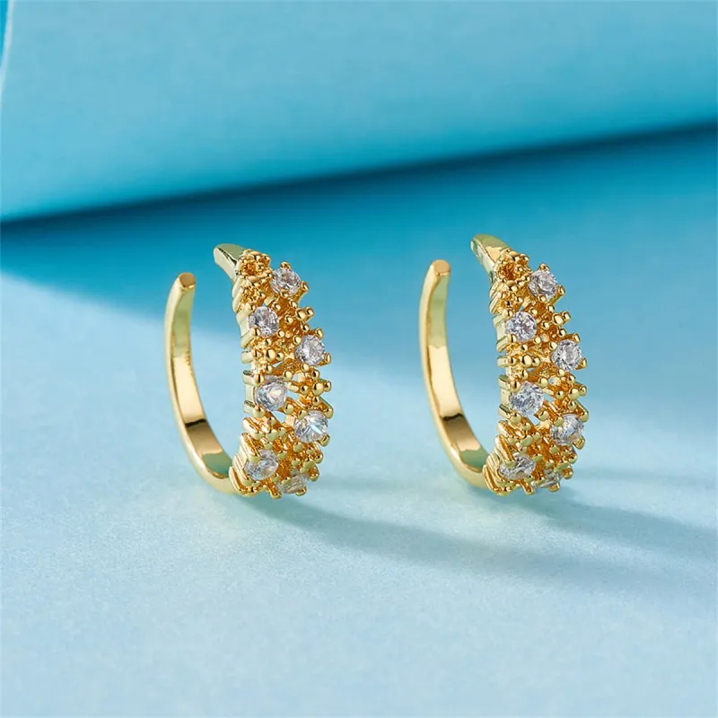 Cubic Zirconia & Goldtone Prong-Set Ear Cuffs made by Zulily