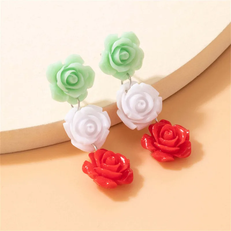Red & Green Rose Drop Earrings made by Zulily
